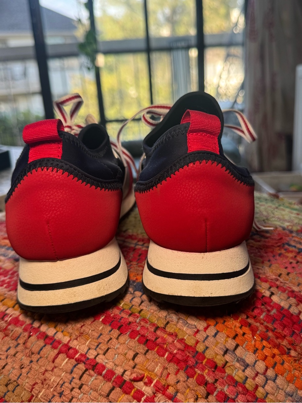 ❤️💙 bebe Red Navy Silver Lace-Up Slip-On Sneakers with rhinestone detail 💙❤️ - Picture 7 of 8